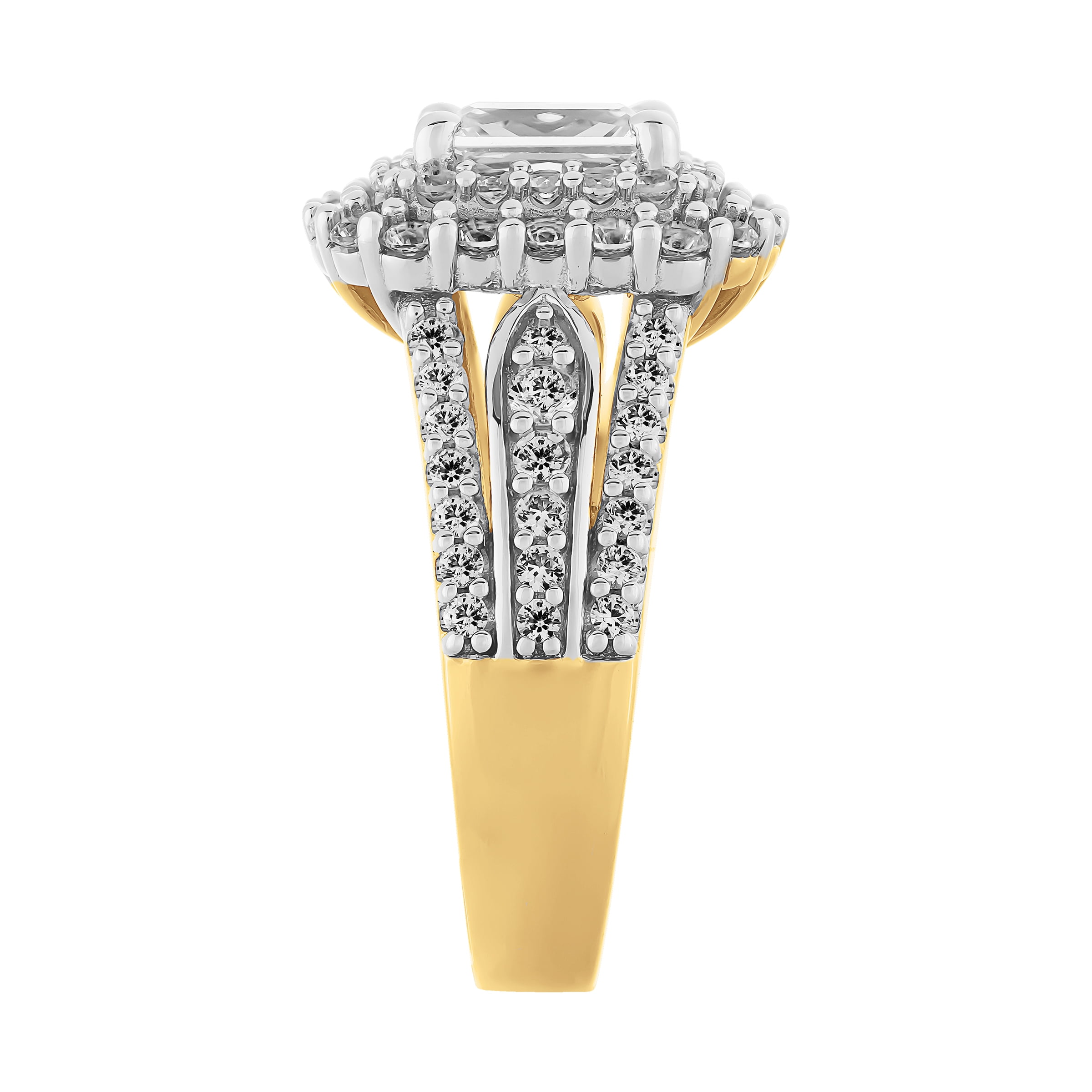 Keepsake 14K Yellow Gold Plated Sterling Silver Created White Sapphire Women's Engagement Ring