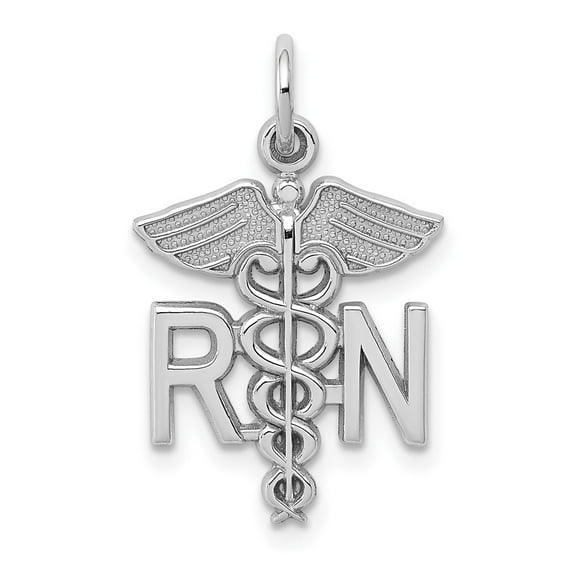 Finest Gold 10K White Gold Registered Nurse Charm