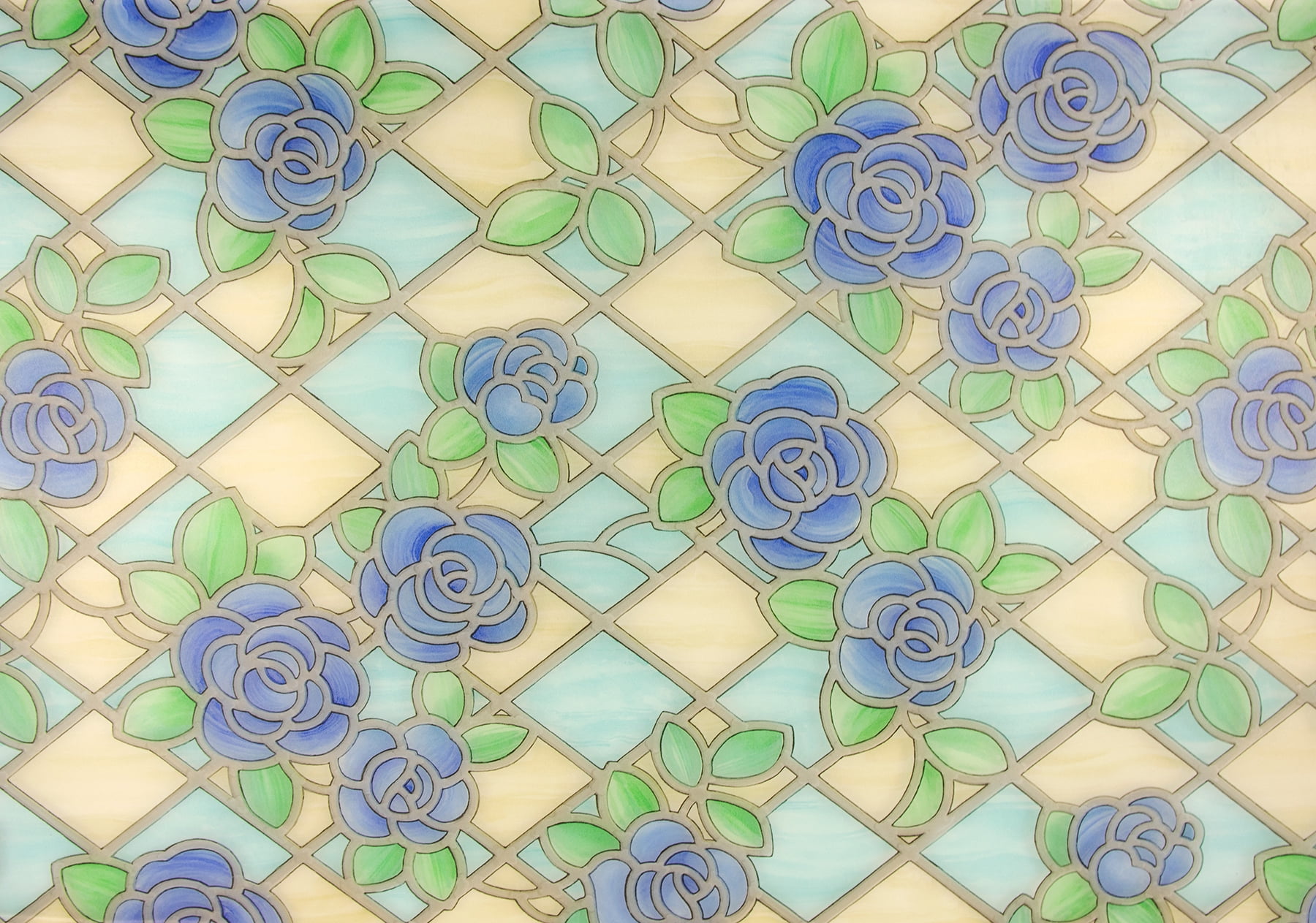 Fablon Blue Floral Self Adhesive Window Film Set of 2