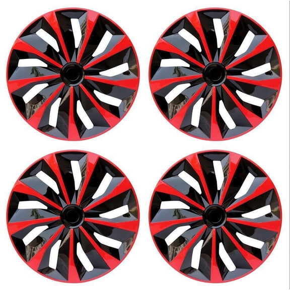 (4-Pack) Premium 17" Black & Red Wheel Rim Cover Hubcaps OEM Style Replacement Snap On Car Truck SUV Hub Cap - 17 Inch Set