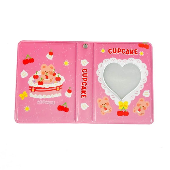 Less Than 5 Desktop Ornament Mini 3 Inch Album for Camera Photo Card Support Book for KPOP Hollow Photo Card Folder with Love Photo Card Case 32 Pockets