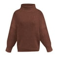 thumbnail image 4 of DuoJiaJ Women Sweaters Turtleneck Pullover Long Sleeve Knit Sweater Oversized Winter Outwear Tops Brown L, 4 of 4