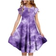 thumbnail image 1 of RXIRUCGD 2025 Vêtements d'Été pour Enfants Mode Filles Nouvelle Robe d'Été à Manches Courtes Poches à Volants Col Rond Imprimé, 1 of 4