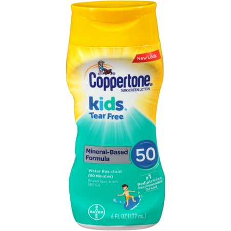 Coppertone Kids Sunscreen Tear Free Mineral Based Lotion SPF 50, 6 (Best Mineral Sunscreen For Dark Skin)