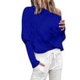 thumbnail image 1 of WEAIXIMIUNG Factory Custom Autumn Sleeve Solid Color Loose Women Off Shoulder Pullover One Line Neck Twist Knit Sweater Top, 1 of 4
