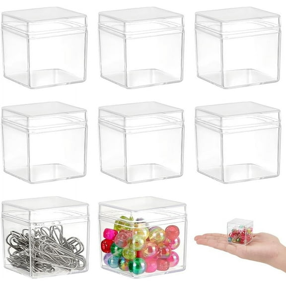 18 Pack Square High Transparency Plastic Bead Storage Containers Box Case for beauty suppliesTiny BeadJewerlry Findings and Other Small Items - 1.57x1.57x1.57 Inches Clear