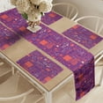 thumbnail image 2 of Ambesonne Gaming Table Runner & Placemats, Game Items Illustration Art, Placemat 4 pcs + Runner 14"x90", Purple Burnt Sienna, 2 of 2