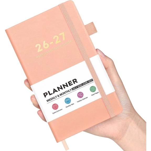 Leather Academic Planner 2026-2027: A6 Weekly & Monthly Planner | July 2026 - June 2027, 100gsm Thick Paper, Durable Stitched Binding, Tabs, Pen Loop, Pocket