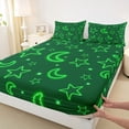 thumbnail image 3 of Homewish Neon Green Bed Sheets,Kawaii Stars Moon King Sheets,Cute Cartoon Pattern Sheet Set For Girl Boy,Ultra Soft Home Decor,4 Pieces, 3 of 7