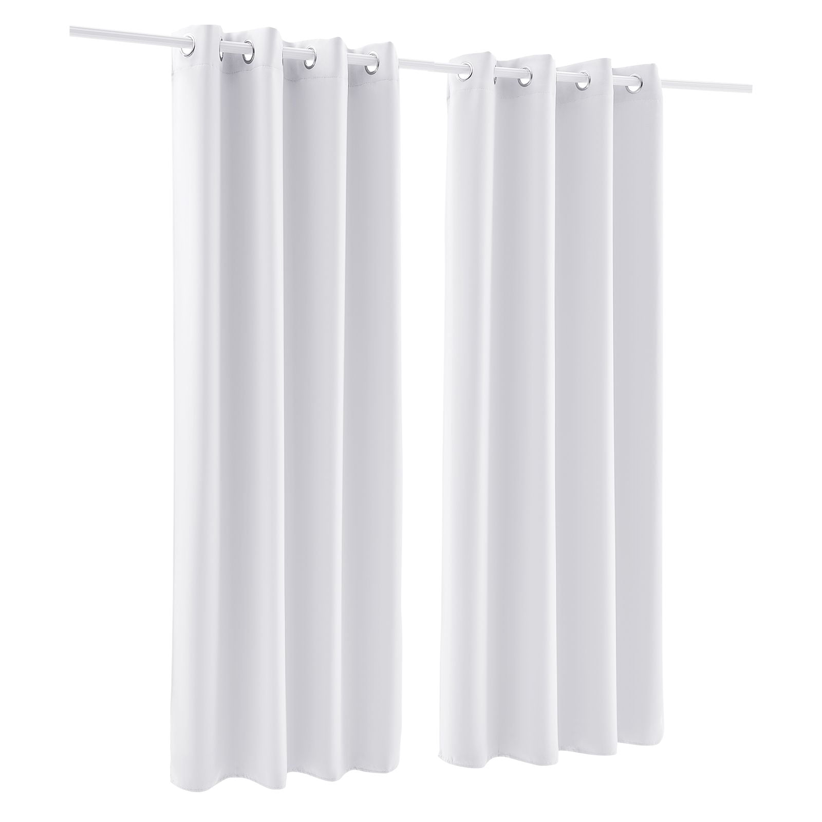 Blackout Curtains, White Blocking Drapes for Bedroom and Living Room, 2 Panels Set Grommet Room Darkening Curtain, Solid Thermal Insulated Drapes, Noise Reducing Window Treatments, 52x84 inch
