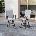 thumbnail image 3 of Outdoor Bar Stools Set of 2, 28.4" Pub Height Tall Patio Chairs, All-Weather 360° Swivel Patio Barstools for Outside Garden Poolside Yard, Gray, 3 of 8