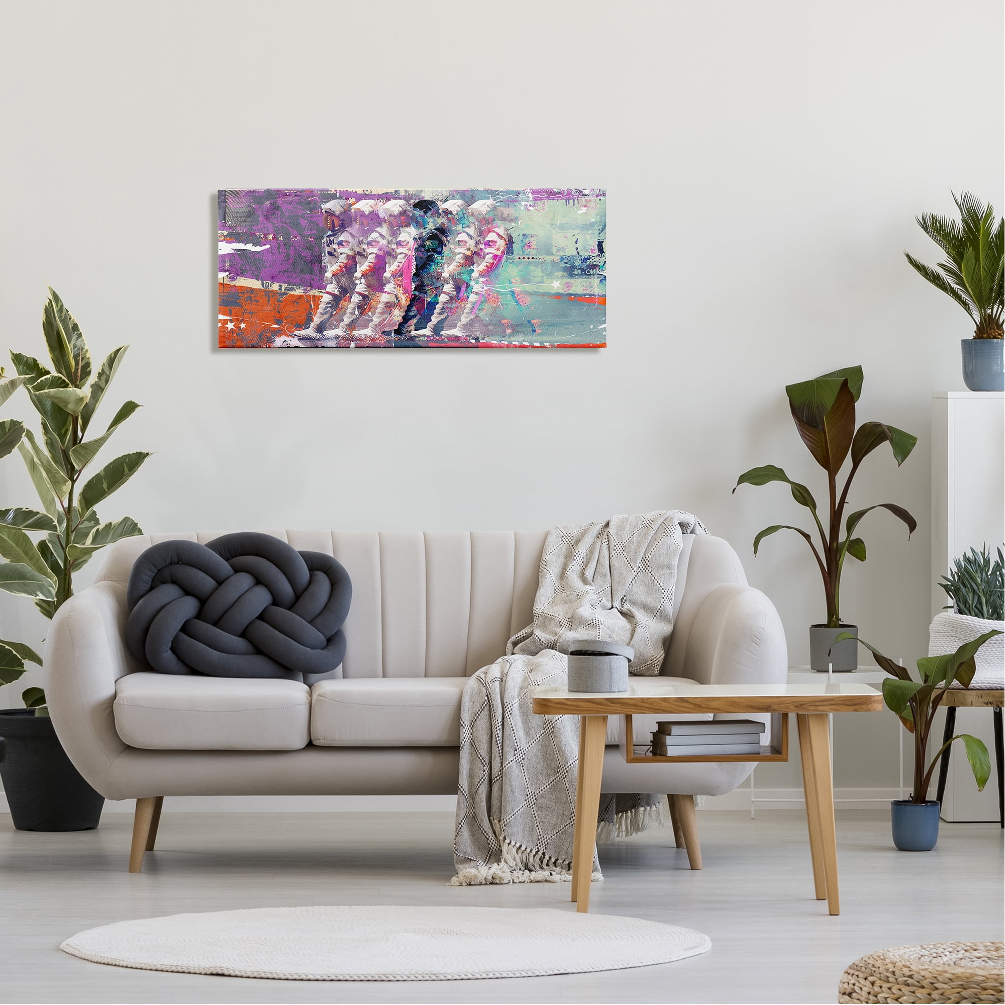 Stupell Industries Abstract Astronaut Collage Abstract Painting Gallery Wrapped Canvas Art Print Wall Art, 40 x 17
