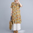 thumbnail image 4 of Vestido suelto para mujer Vestido bohemio con estampado floral con bolsillos Manga corta Cuello Abanopi Vestido, 4 of 7