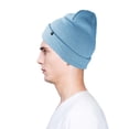 thumbnail image 4 of Dalix Embroidered Smile Face Beanie in Baby Blue, 4 of 5
