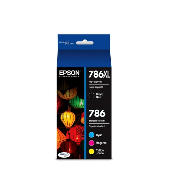 Epson® DuraBrite® T786XL-BCS High-Yield Black And Standard-Yield Cyan/Magenta/Yellow Ink Cartridges, Pack Of 4