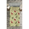 thumbnail image 3 of Ambesonne Deer Quilted Bedspread Set 2 Pcs, Damask Pattern, Twin Size, Olive Green Pale Green, 3 of 3