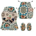 thumbnail image 4 of SCRAWLGOD Rooster Bohemian Flower Print Beige Print Gaming Chair Cover with Armrest Cover, Universal Slipcover for Roating Chairs Cozy Gaming Reclining Chair Protectors Set of 4, Patriotic Decor, 4 of 7