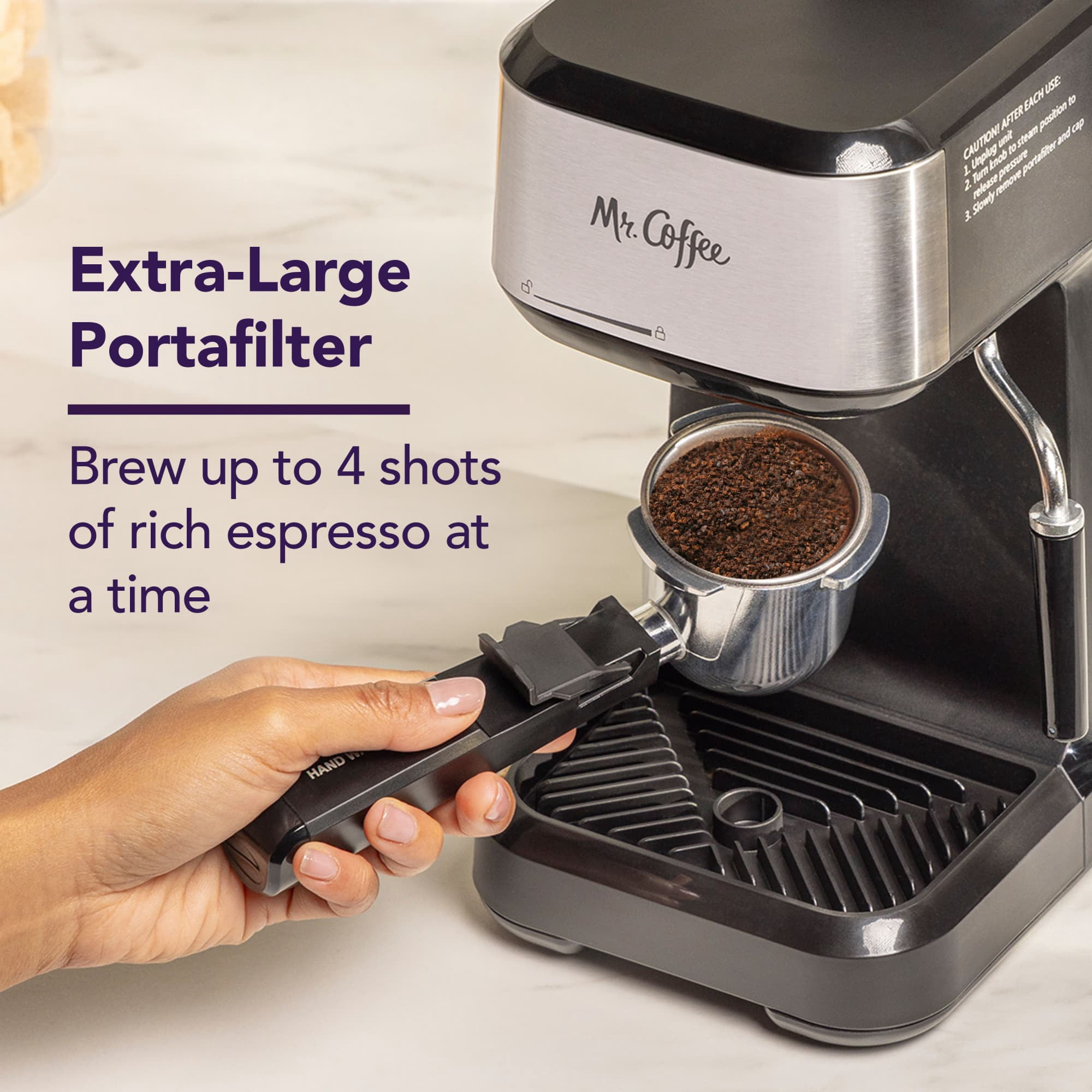 Mr. Coffee 4-Shot Steam Espresso Machine, Cappuccino Maker, and Latte Maker with Glass Carafe