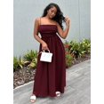 thumbnail image 6 of Maroon Womens Smocked Spaghetti Strap Tube Top Maxi Dress, 6 of 6