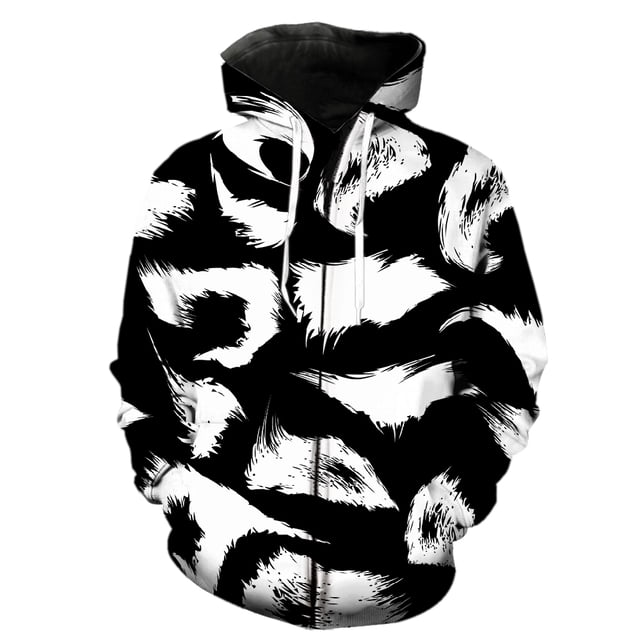 Sudadera con capucha y cremallera con textura de piel de animal para hombre, divertida, de moda, unisex, para adolescentes, ropa de calle de gran tamaño, estilo Harajuku, con estampado 3D informal