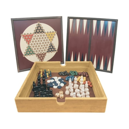 UPC: 0689623120076 | Areyougame.Com 5-in-1 Wood Game Set