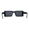 thumbnail image 4 of Minimal Squared Rectangle Plastic Mod Plastic Sunglasses All Black, 4 of 4