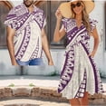 thumbnail image 2 of Garronmavis Samoa Couple Matching Outfit Husban and Wife Clothing Womens Short Sleeve Dress Hawaiian Beach Dresses Size L and Men's Button Down Casual Shirt for Summer, 2 of 7