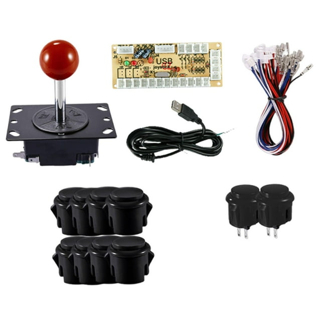 HILABEE 1 Joueur Jeux d'Arcade Kit de Bricolage Pièces de Rechange avec Boutons-Pression 24# 30# Noir