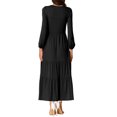thumbnail image 3 of Vestidos A-Line en capas INSPIRE CHIC para mujer, vestido midi casual de manga larga con cuello redondo y bolsillos, XL negro, 3 of 6