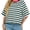 08Green White Stripe, variant on Tops for Women Summer Short Sleeve T Shirts Striped Design Fashion Crewneck Casual Loose Basic Tee Shirts