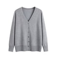 thumbnail image 3 of Womens Sweaters V Neck Cardigan Sweater Plus Jacket Solid Color Knitted Fall Clothes For Women ,Gray, 3 of 8