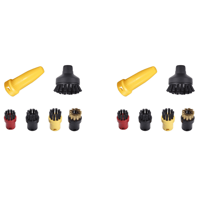 2Ensemble Petite Brosse Ronde Brosse en Cuivre Tête de Brosse pour Nettoyeur Série SC1 SC2 SC3 SC4 SC5 SC7,2 x Grande Brosse Ronde 8 x Petite Brosse Ronde 2 x Buse