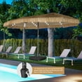 thumbnail image 4 of Ainfox 15ft Large Thatched Tiki Patio Umbrella with Lights and Sandbags, Outdoor Heavy-Duty Double-Sided Rectangle Market Umbrella for Garden Deck Backyard Pool Beach, 4 of 9