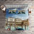 thumbnail image 2 of Ambesonne Italy Quilted Coverlet 3 Pcs, Gondolas Venetian Lagoon, King Size, Almond Green Sand Brown, 2 of 2