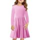 thumbnail image 3 of Odeerbi Niñas Manga Larga A-Vestido de Manga Larga Para Niñas Vestido Acampanado de Primavera Vestido Elástico de Colores Sólidos Vestido de Patinadora Twirly Vestido de Recital Escolar, 3 of 9