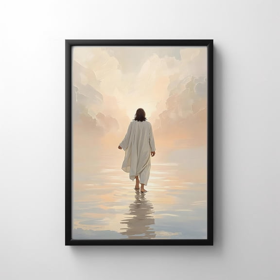 Jesus Walking On Water Print: Christian Bible Verse Art UNFRAMED PAPER POSTER, Home Decor, Vintage Gift, Living Room Dercor