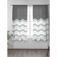 thumbnail image 2 of Sheer Curtains 63 Inch Length 2 Panels Set for Bedroom, Grey Chevron Semi Sheer Curtains for Windows, Geometric Ocean Abstract Wavy Striped White Voile Window Treatments Rod Pocket Curtain, 2 of 7