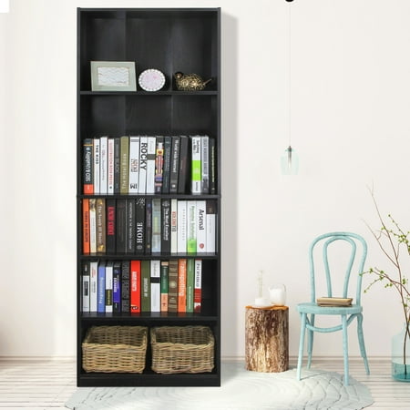 Furinno JAYA Simply Home 5-Shelf Bookcase, Black