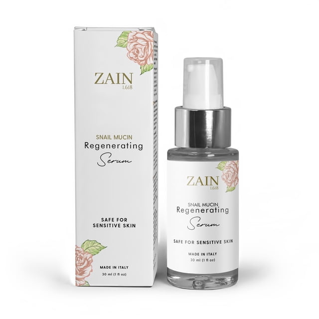 Suero facial regenerador ZAIN1 Snail Mucin con ácido hialurónico y rosa de Damasco para hidratación y luminosidad antienvejecimiento