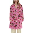 thumbnail image 4 of Rohuuque Women's Robes with Hood Thick Flannel Robe Long Hooded Bathrobe Plush Brushed Cotton Soft Cozy Sleepwear Night Dress Hot Pink B, 4 of 6