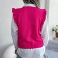 thumbnail image 4 of Womens Fall Fashion 2022! QLEICOM Sweaters for Women, Women‘s V-neck Solid Fungus Edge Rhombus Knitted Sweater Casual Fashion Sleeveless Vest Jacket Coat Tops On Clearance, 4 of 8