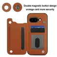 thumbnail image 6 of Case Compatible with Google Pixel 9a, Stylish Card Slots Kickstand PU Leather Back Case Magnetic Closure RFID Blocking Drop Protective Shockproof Cover for Google Pixel 9a, Brown, 6 of 7