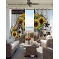 thumbnail image 3 of Yellow Sunflowers Blackout Curtains for Bedroom - 84 Inch Long Light Blocking 2 Panels Set, Western Star Farmhouse White Wooden Thermal Insulated Living Room Drapes Grommet Window Curtains 52"x84", 3 of 8
