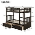 thumbnail image 6 of Euroco Pine Wood Convertible Twin over Twin Bunk Bed with Storage 2 Drawers,  Espresso, 6 of 17