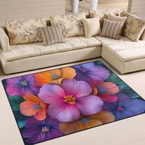 Yayeee Area Rugs for Living Room 5.2'x4' Indoor Non Slip Washable Bedroom Carpet, Large Purple Flowers