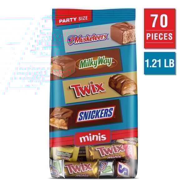 SNICKERS, TWIX, MILKY WAY & 3 MUSKETEERS Minis Milk Chocolate Candy Bars Party Size Variety Pack