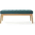 thumbnail image 5 of PetFurnishn Upholstered Long Bench Fabric Button-Tufted Bedroom Bench with Birch Wood Legs Mid-Century Modern Entryway Window Bench with Padded Seat, Teal, 5 of 7