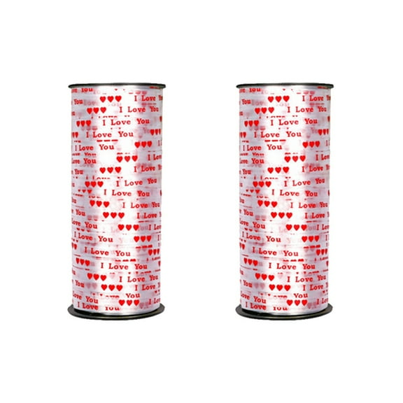2 PCS 100 Yard I LOVE YOU Crimped Curling Ribbon Roll Silver Balloon Ribbons for Parties Festival Florist Crafts and Gift Wrapping(White)