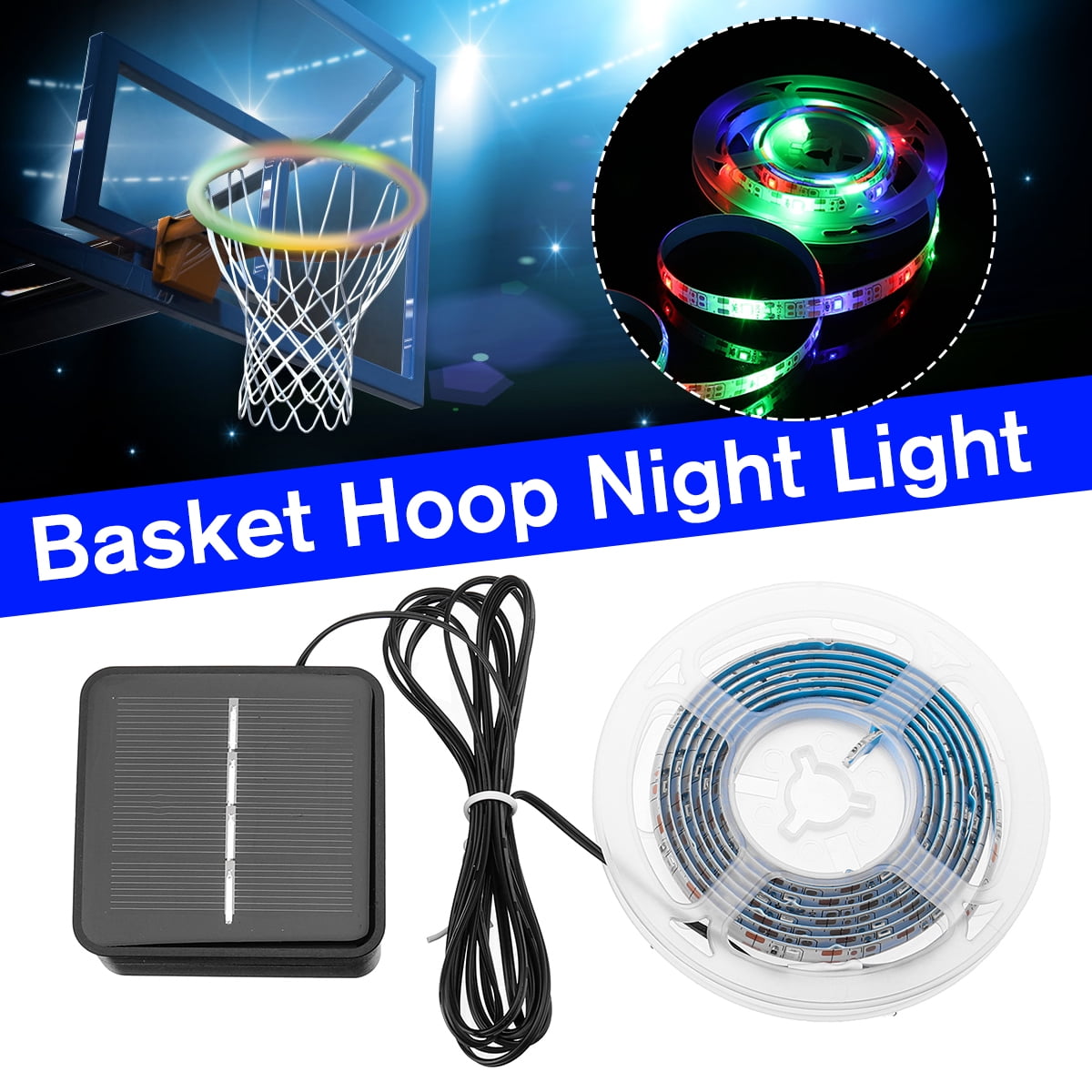 LED Basketball Hoop Lights, 5FT 45 LEDs Solar Light Waterproof Glowin
