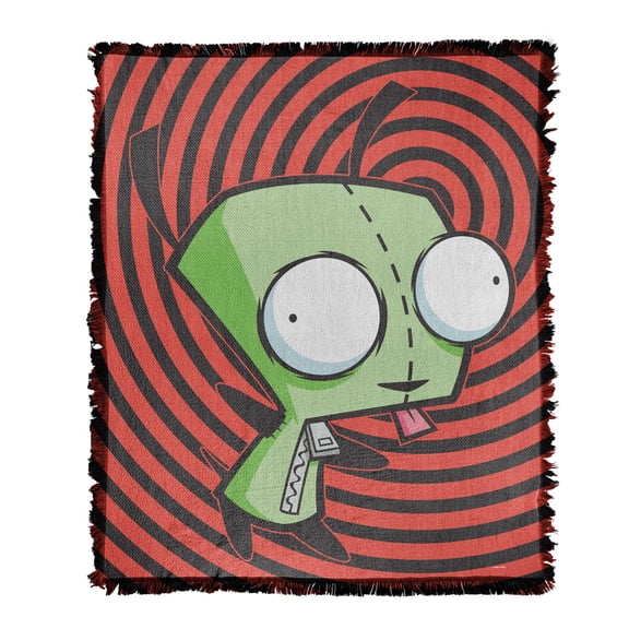 Invader Zim Blanket, 50"x60" Invader Zim Gir Spiral Woven Tapestry Cotton Blend Fringed Throw Blanket